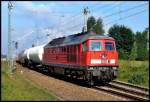 232 128-9 kommt mit FE45429 aus Rostock Seehafen.  Stralsund am 23.07.07 