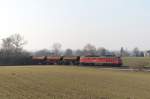 232 618-9 mit Kohlezug nach Bautzen am 04.03.2011 bei Siebitz