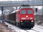 232 024-0 von der Insel Rgen kommend, hat den Bahnhof Stralsund fast erreicht.  (am 21.01.06) 