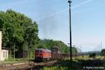 232 800-3 mit einem Schotterzug von Oling in Stragrbchen-Bernsdorf am 17.06.2011