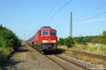 232 330-1 mit einem Militrzug der Bundeswehr in Demker Richtung Magdeburg unterwegs. 26.08.2011