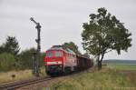 232 527 am 21.09.2011 mit Gterzug am Einfahrsignal Freihls.