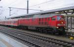 DB 232 209-7 mit dem RE 3632 aus Altenburg, nach der Ankunft in Erfurt Hbf; 24.01.2011