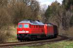 DB 232 252-7 vor DB 185 388-6 mit Umleiter Regensburg Ost - Nrnberg, KBS 870 Schwandorf - Nrnberg, fotografiert in Etzelwang am 25.04.2012