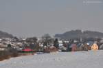 232 252 mit Gterzug am 10.02.2012 bei Sulzbach-Rosenberg