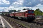 232 358-2 & 232 379-8 DB Schenker Rail Deutschland AG mit einem gemischtem Gterzug aus Brandenburg Altstadt in Nennhausen und fuhren in Richtung Wustermark weiter. 10.06.2012