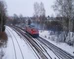 232 569-4 Lz bei der Ausfahrt in Marktredwitz am 15.02.13 Richtung Hof. Hier der Nachschu!