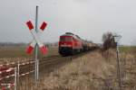 Mit einem Laugenzug nach Heringen/Werra begegnete ich der 232 093-5 am 02.04.13 bei Dankmarshausen.