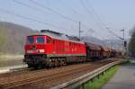 232 321 DB Schenker mit Getreidezug am 29.03.2014 bei Obervogelgesang gen Pirna. 