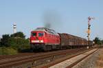 Marschbahnumleiter 2015: Mit dem EZ 47403 nach Maschen verlässt 232 498-6 den Bahnhof Niebüll. Fotografiert am 14.07.2015. 