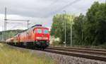 232 384-0 und 232 635-3 mit einem Güterzug auf der Thüringer Bahn in Richtung Naumburg. 25.06.2014