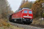 232 654 mit einem gemischten Güterzug Richtung Marktredwitz bei Reuth, 09.11.2014