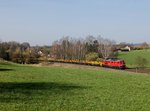 Die 232 330 mit einem Umgeleiteten Güterzug am 02.04.2016 unterwegs bei Escheldorf.