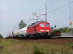 232 356-6 durchfhrt mit dem FE45429 den Hp Stralsund Grnhufe.   (am 07.09.06) 