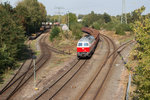 Mit einem Leerzug aus dem Stahlwerk Quenz in Brandenburg Altstadt wartete 232 294-9 am 24.09.16 auf ihre Aus- bzw. Weiterfahrt.