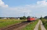 232 259 mit dem Umleiter EC 112 von Klagenfurt HBF-Frankfurt(Main)HBF hier bei der Ausfahrt aus dem Bahnhof Tüßling(Obb)in Richtung Mühldorf.Aufgenommen am 6.9.2014.