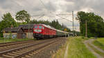 Am 3. Juni 2017 in Drochaus am Bahnübergang abgelichtet, der Sonderzug der LEG mit 232 673-4 in Richtung Hof. 