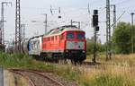 WFL 232 283 vor Getreidezug aus Vierow - durch Anklam Höhe Hafenstrasse am 16.06.2018