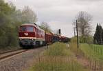 232 356 und 155 222 (WFL) fuhren am 25.04.20 ein Holzzug von Triptis nach Kaufering.