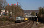 Strabag 232 105 mit einem Bauzug in Wuppertal.