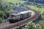 622 01 der Eisenbahnen und Verkehrsbetriebe Elbe Weser (EVB) (232 103-2) als SdZ 31761 von Paderborn Nord nach Lbeck Hbf in Altenbeken am Bekeviadukt am 05.07.09