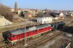 132 158 der LEG und 189 908 stehen am 13.03.14 in Gera Hbf.