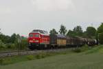 232 262 mit einem Umleiter Güterzug am 28.05.2010 bei Hiltersdorf.