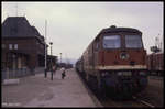 Als der Bahnhof Gernrode auch noch die Normalspur hatte, hielt am 6.3.1990 132344 mit dem P 8415 nach Aschersleben um 15.40 Uhr im Bahnhof.