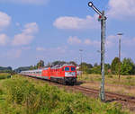 232 906 mit dem Umleiter EC 115 Münster(Westf)HBF-Klagenfurt HBF.Diese Aufnhame entstand im Bahnhof Tüßling(Obb.) an der KBS 945 am 6.9.2014.