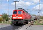 232 146-1 zurück von einem Truppentransport, unterwegs in Richtung Rostock (Stralsund 20.04.07)