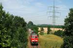 233 040 mit dem Unkraut-Spritzzug Rabz 69674 vor Thann-Matzbach (20.06.2007)