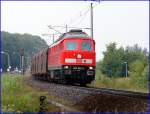 233 622-0 mit  FE45429 aus Rostock Seehafen kurz hinter dem Hp Stralsund Grnhufe.