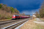 233 314 DB Cargo mit einem Gipszug bei R�ckersdorf (Mittelfr.) Richtung N�rnberg, 10.04.2022