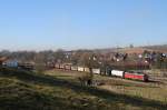 233 281 mit einem Leer-Kohlezug in Langenbach (19.02.2008)