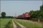 233 118 am Abzweig Srichen fhrt mit seinem gemischten Gterzug nach Horka Gbf weiter, 30.05.08. 