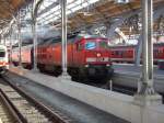 233 112-2 mit einem Gterzug passiert am 04.10.08 den Bahnhof Lbeck.