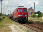Am 05.07.2008, fuhr 233 118- 9, mit einem gemischten Gterzug durch den Bahnhof Lehndorf bei Altenburg.