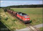 Alte Lfter wren hier was Tolles! Aber auch so sieht der Zug wohl schn aus mit der ausgeblichenen Lok und den schottergefllten Wagen. Der Zug fhrt von Oling nach Senftenberg gezogen von 233 478.