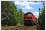 233 076 mit Gterzug von Horka nach Hoyerswerda bei der Ausfahrt aus Mcka am 16.04.2010