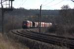 233 217-9 in der Oberauer Kurve mit einem gemischten Güterzug. 22.02.2014 12:18 Uhr.