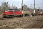 Magdeburg, DB Diesellok 233 232-8 mit gemischtem Güterzug westwärts fahrend, 14.