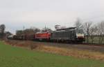 189 159 und 233 636 mit dem 51715 am 13.02.16 an der Schöpsdrehe bei Plauen/V. zu sehen.