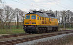 Der Tiger der Bahnbau Gruppe 233 493 rollte am 10.04.18 Lz durch Jütrichau Richtung Magdeburg.