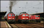 Eine interessante Aufstellung von drei ehemaligen DR Lokomotiven ergab sich am 1.6.2007 direkt vor meinem Fotostandort im Bahnhof Berlin Schönefeld.