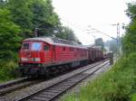 241 801-0 am 4.8.04 mit ihrem Gterzug nach Montzen kurz vor dem Gemmenicher Tunnel.Sie hat ihren Zug in Aachen West bernommen (der von weiter her kam) und gibt ihn in Montzen an SNCB-Tfz ab.