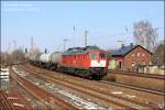 241 338 kommt mit einem Leerkesselzug aus dem Tanklager Rhsa in Coswig(Dresden) an. MEG 701 bernimmt den Zug dann spter und bringt ihn nach Stendell. 10.03.10