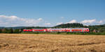 Am 20.07.2020 fanden mit 245 035 und drei Dosto-Wagen Testfahrten zwischen Ulm und Basel ab.