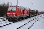 DB 245 025 wartet die Beladung mit PKWs und das Abfahrtsignal in Nieb�ll ab am 15 Februar 2026. Selbst in Februar gibt es drei Syltshuttle Autoz�ge pro St�nde von/nach Nieb�ll -der Wintereinbruich war eine besonderer Bonus.