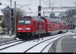 DB - Nachschuss der Lok 92 80 1245 035-1 beim verlassen des Bhf. Schaffhausen am 22.01.2023