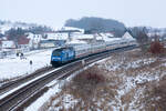 IC2155 nach Gera, am 01.02.2026 bei Kleinschwabhausen (zwischen Weimar und Jena) fotografiert. Lok: 246 049-2
